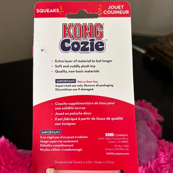 Kong Cozie Pink Elephant Dog Toy. NWT - Picture 4 of 6